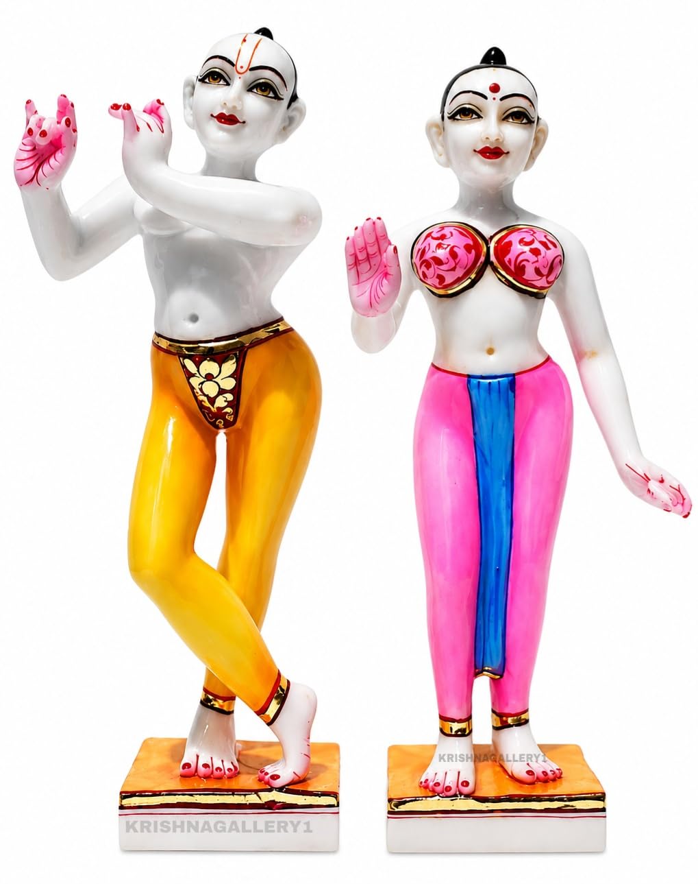 KRISHNAGALLERY1 Marble Dust Iskon Radha Krishan Murti Radhey Shyam kanha ji Murti Statue Idol for Pooja Room Home Temple Jugal Jodi Murti Statue (9 Inch), Multicolor, Idol-picture-39