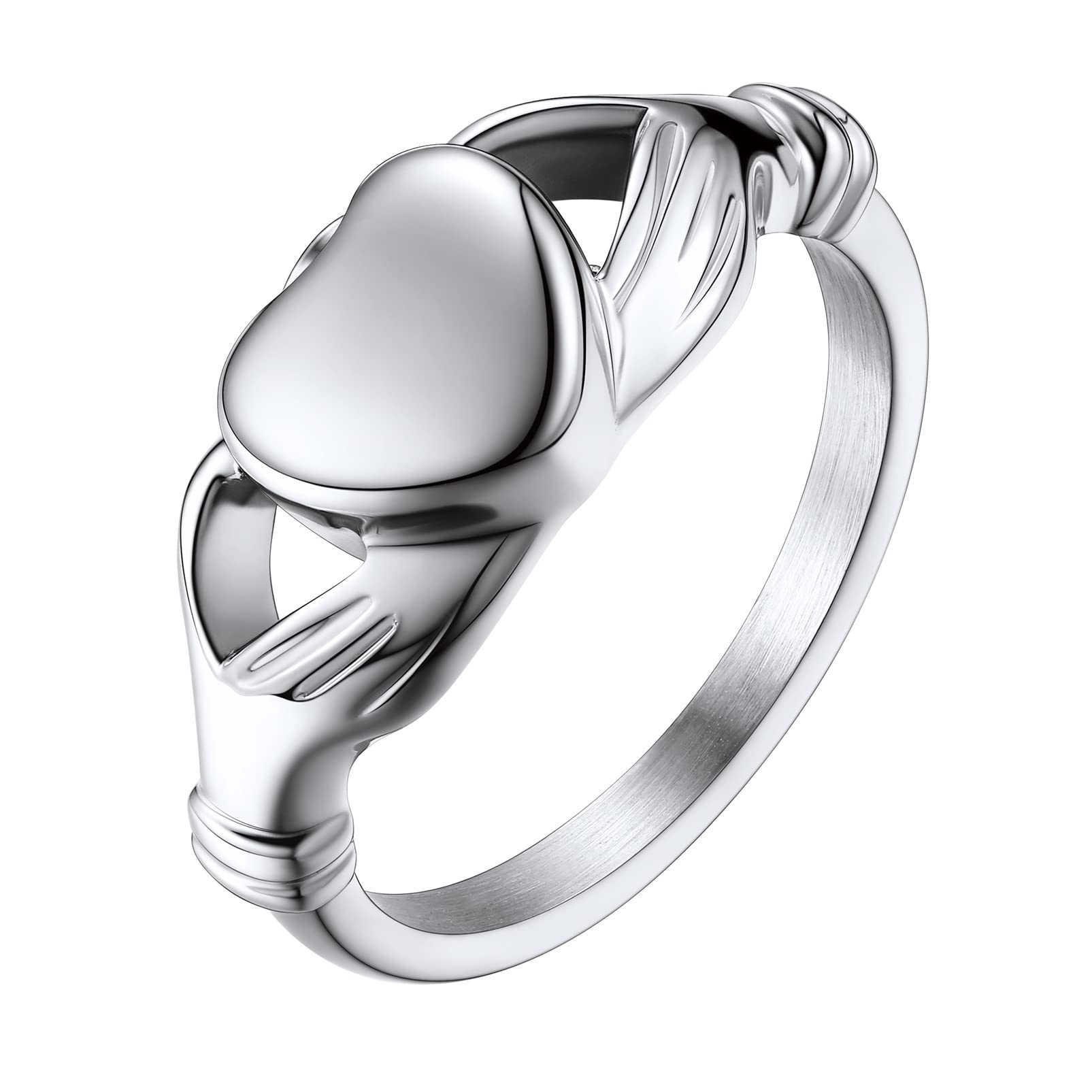 Claddagh Urn Rings For Ashes Keepsake For Women Pet Cremation Jewelry Size 7 Stainless Steel Heart Ring