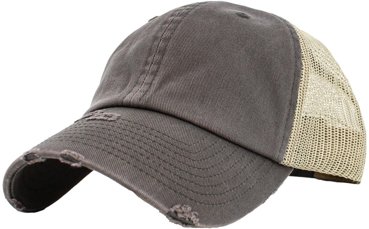 KBETHOS Vintage Washed Distressed Cotton Dad Hat Baseball Cap Adjustable Polo Trucker Unisex Style Headwear