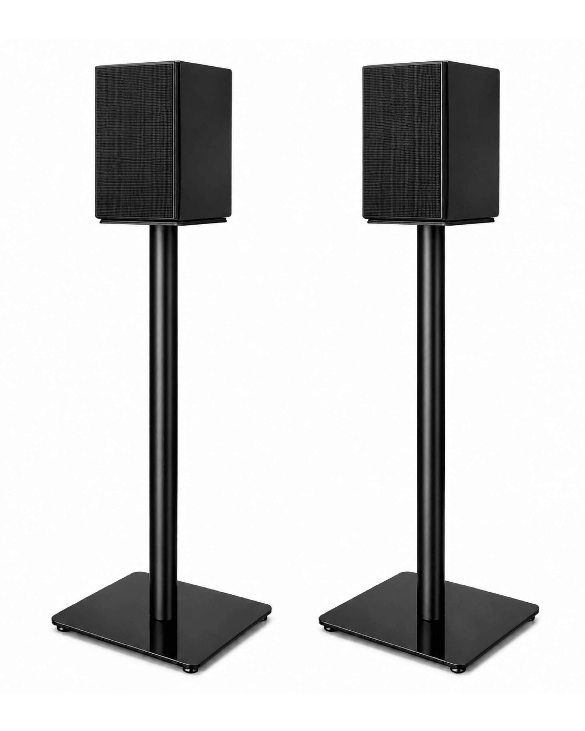 Coppia di supporti per altoparlanti, altezza regolabile 75–95 cm, supporti da pavimento in metallo per diffusori da scaffale, satellite e surround, gestione cavi, 25 kg