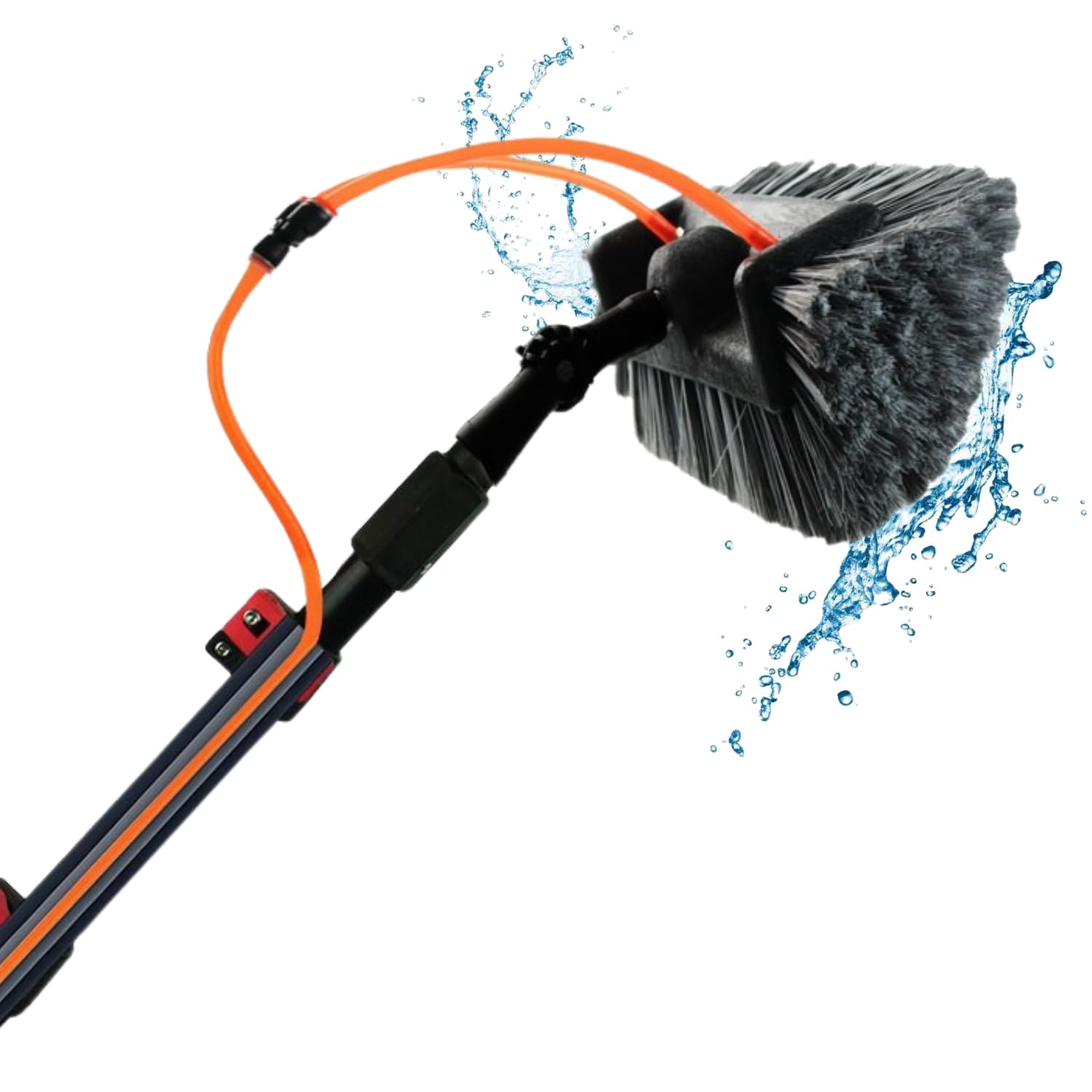 Aquascopic Perche télescopique avec Brosse 5 surfaces perméable à l’eau et Tuyau d'eau interne - Nettoyeur de vitres réglable en hauteur – Nettoyer panneaux solaires - Jusqu'à 10 m
