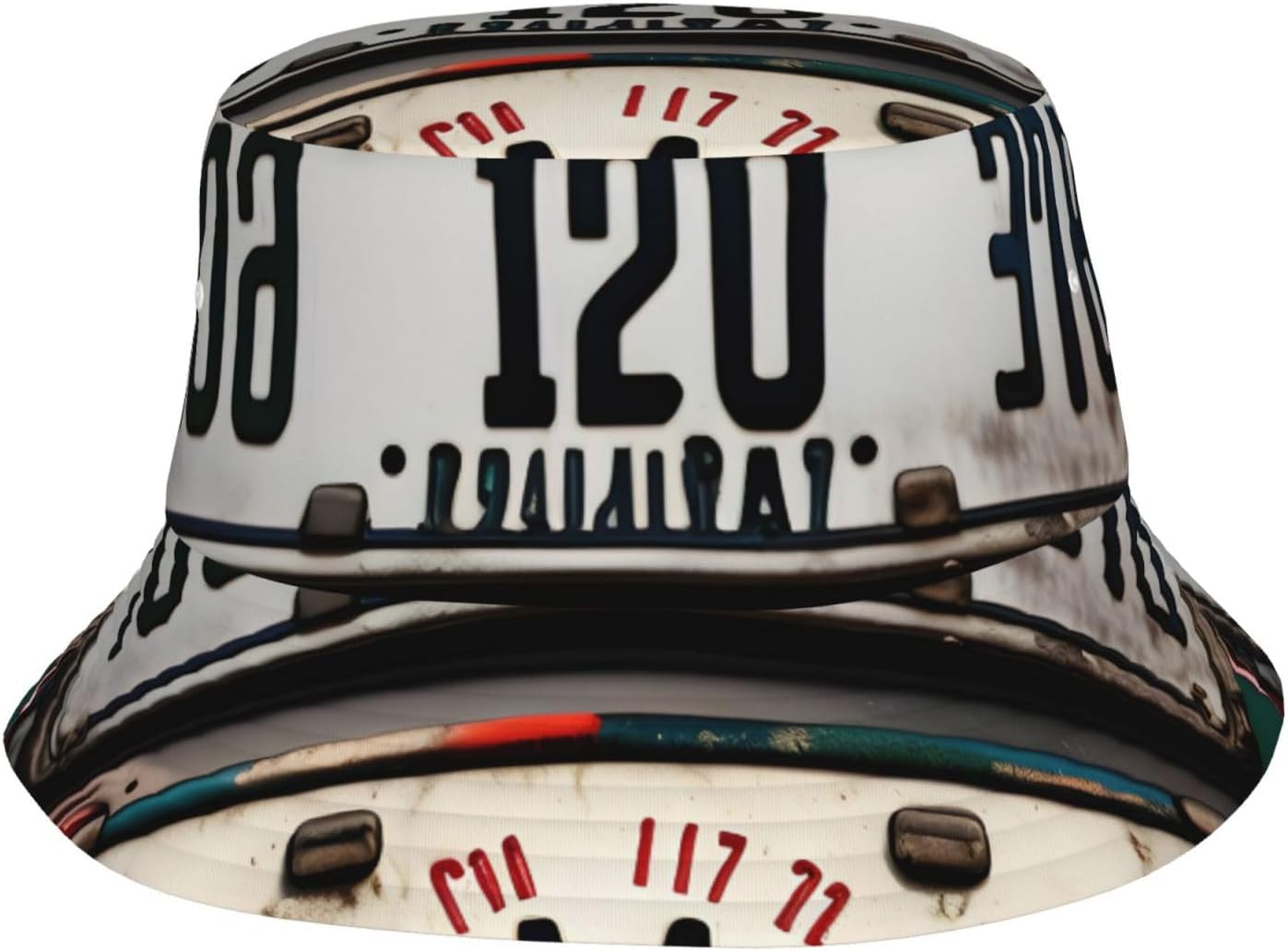 Old License Plate Print Sun Hat Outdoor Fisherman Cap Summer Bucket Hat Beach for Men Women Black