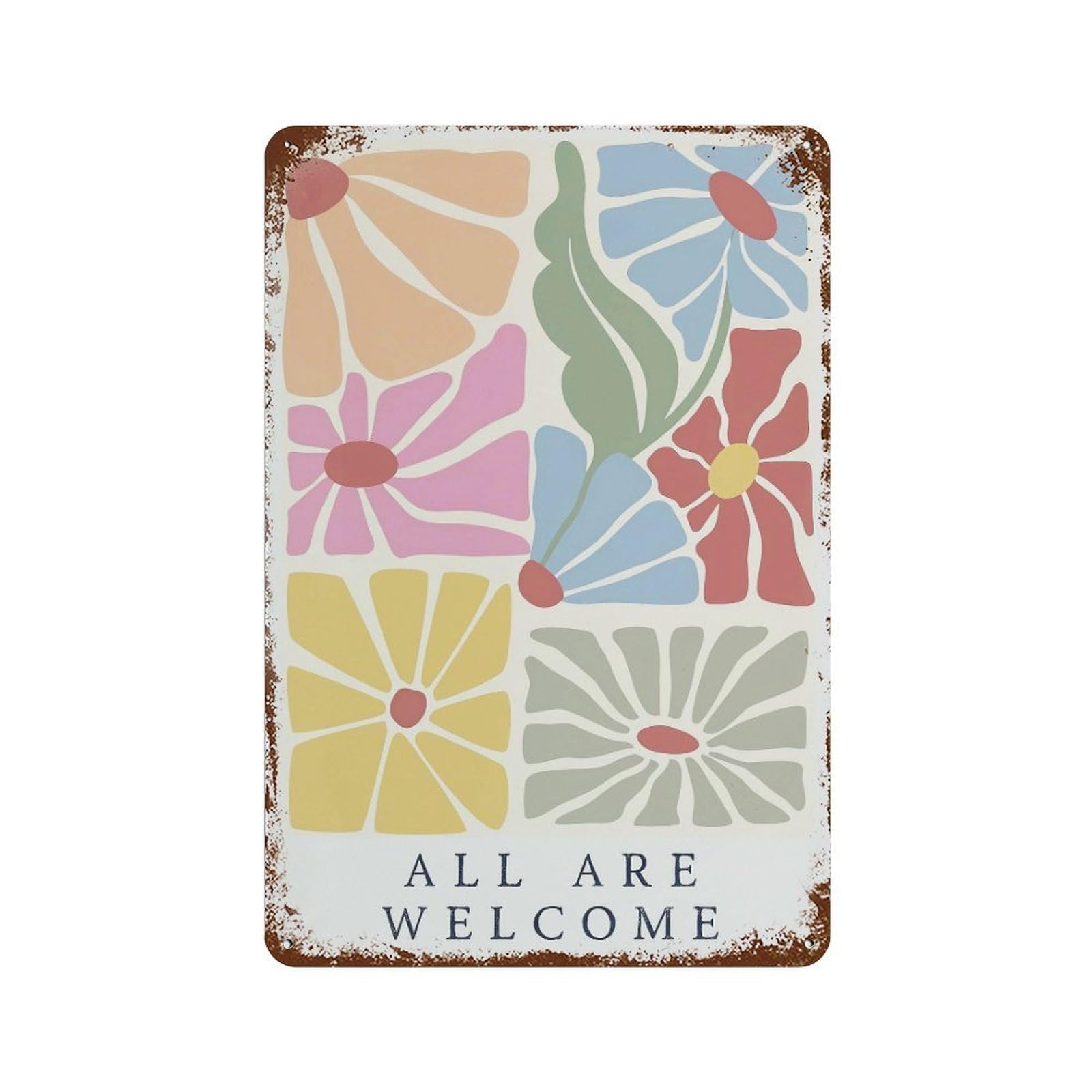 xiaoxiaoshen All Are Welcome Mental Health Wall Decor Art Metal Tin Poster Modern Home Decor Art Home Bar Shop Decorations Vintage Sign 30x20cm