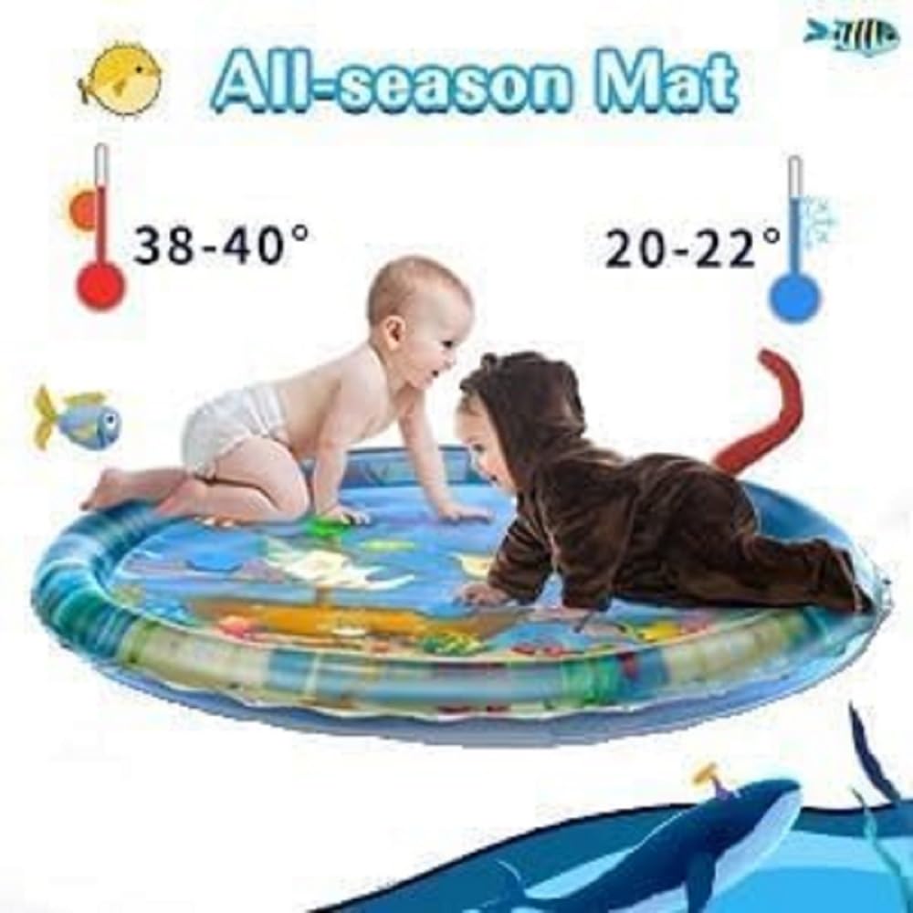 Inflatable Baby Water Play Mat for Tummy Time | Leakproof PVC Water Activity Mat for Indoor & Outdoor Baby Play and Sensory Engagement (Round) 4