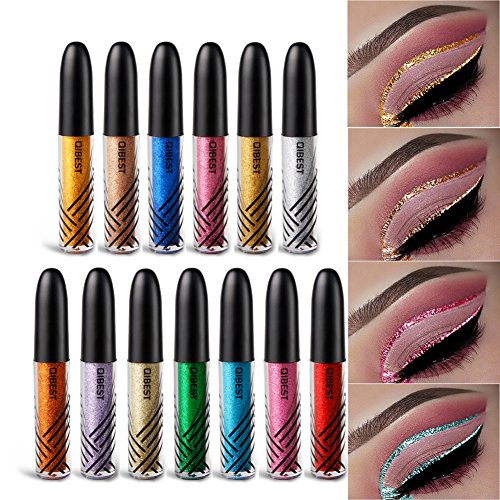 Allbesta Flüssig Glitter Eyeliner Lidschatten Wasserfest Langanhaltend Metallic Shiny Augen Make-up (13 colors set)