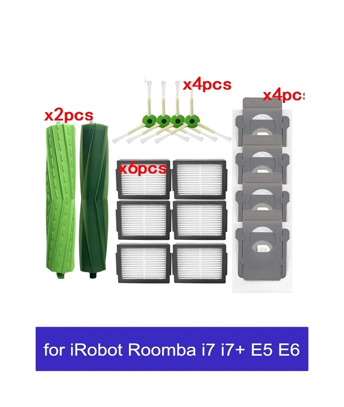 Spazzola laterale for aspirapolvere, Compatible With, Roomba I7 I7 + I6 I8 I3 E5 E7 Serie EI spazzole e filtro per aspirazione(Orange)