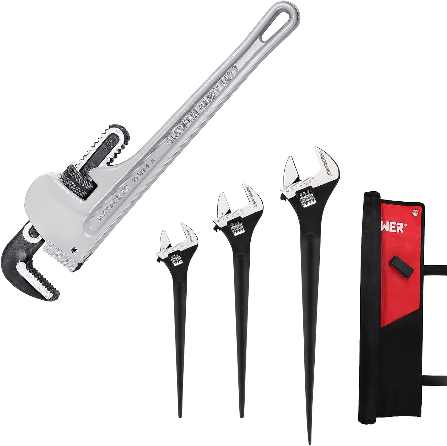 MAXPOWER Pipe Wrench 18 inch and Spud Wrench Set