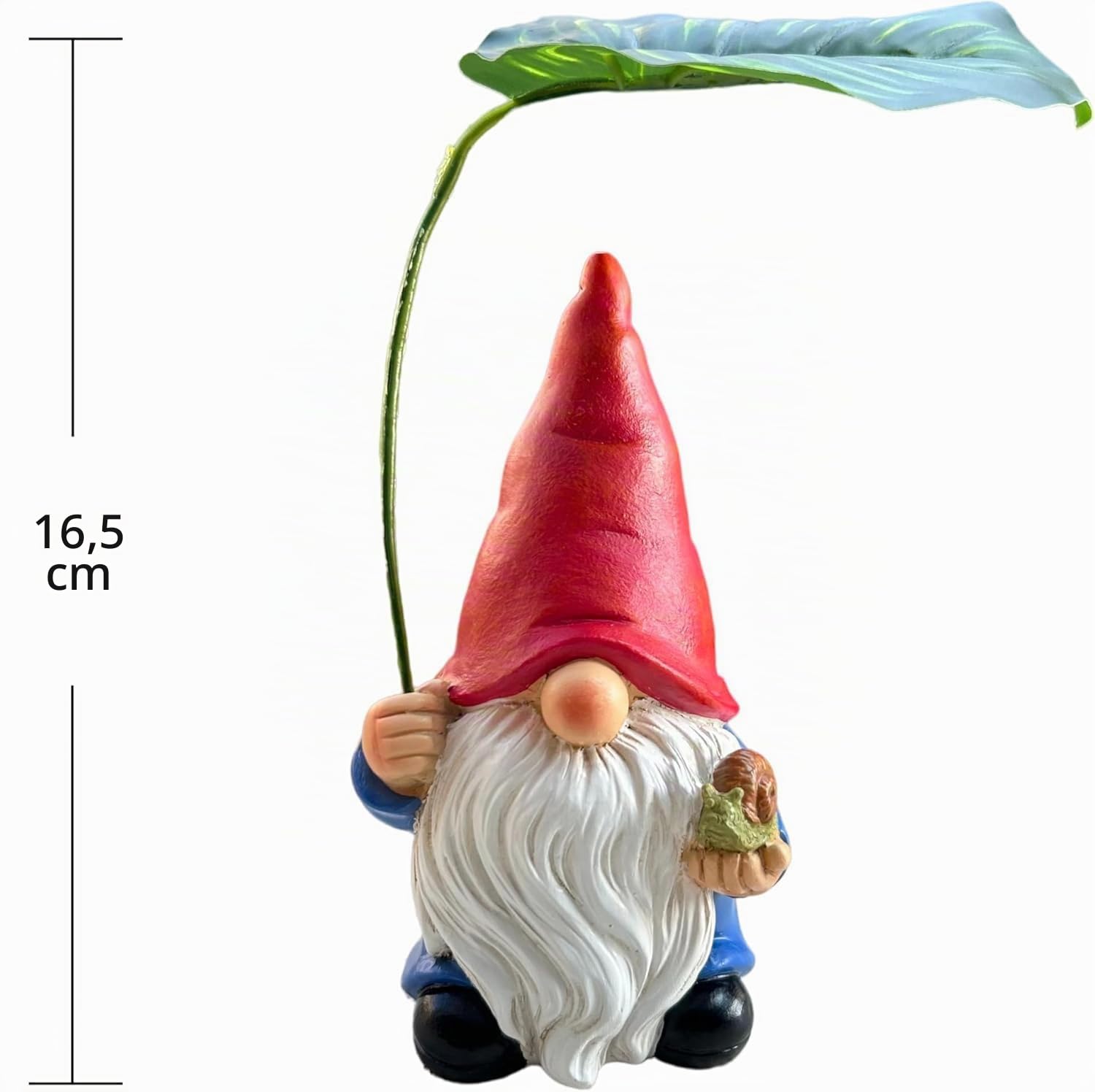 Statue de nain de jardin avec parapluie en feuille - Figurine décorative pour intérieur et extérieur, maison, terrasse, cour, pelouse, pour les amateurs de nains et les amateurs de jardin, maman