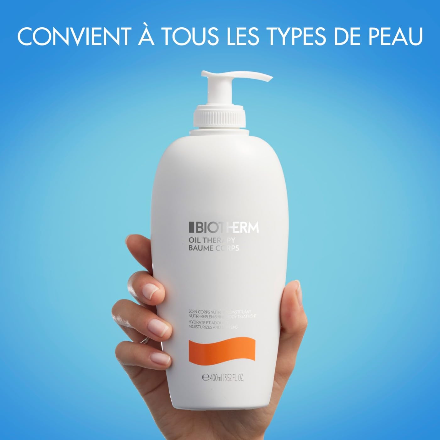 Biotherm Oil Therapy Baume Body Lotion pour le corps, aux huiles précieuses, pour hydrater intensément, spécialement conçue pour les peaux rugueuses et sèches, soin nourrissant de la peau, 400 ml