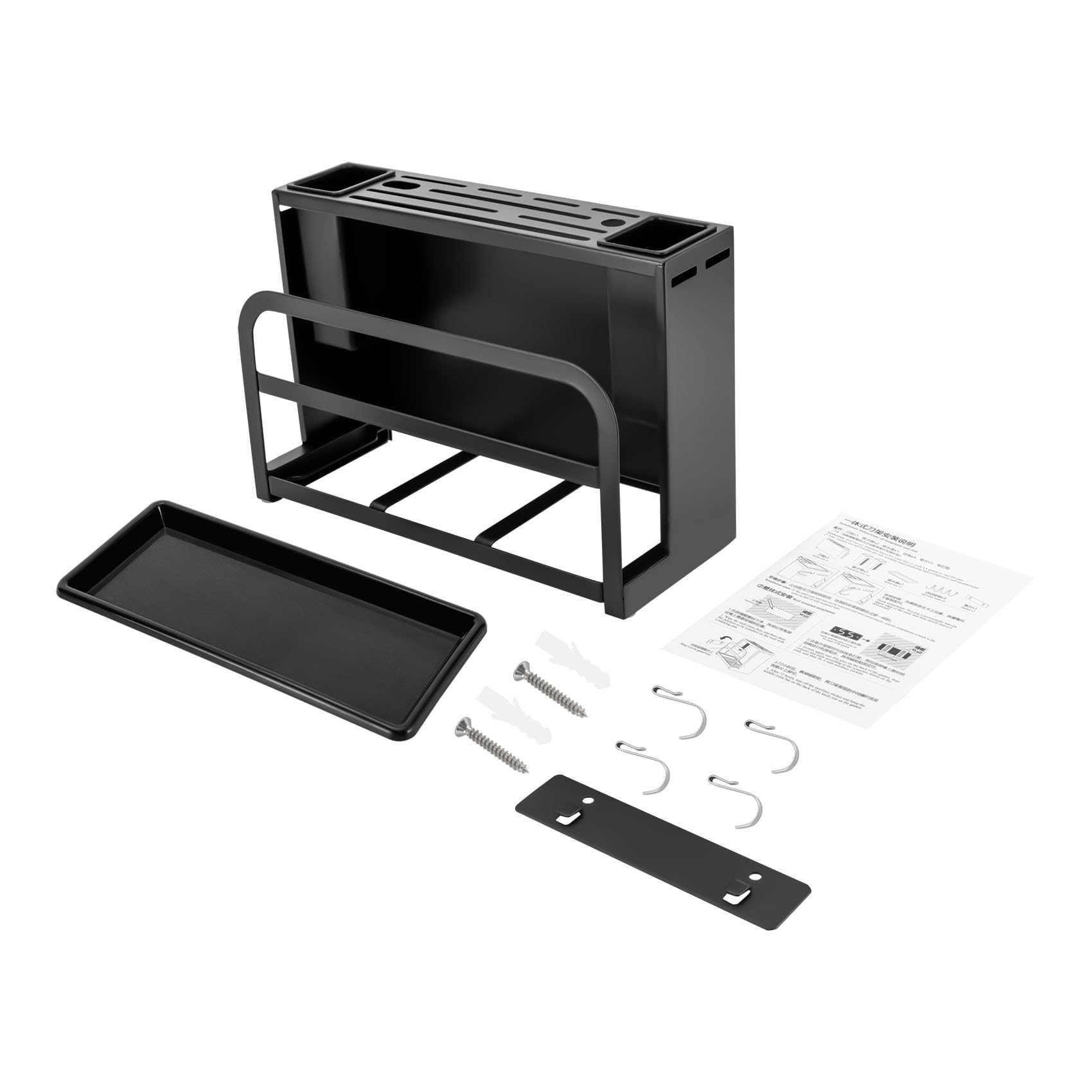 Bloque de cuchillos de acero al carbono negro, bloque para cuchillos sin cuchillo, soporte universal con soporte para utensilios, para cuchillos y tablas de cortar, almacenamiento en la cocina, varias