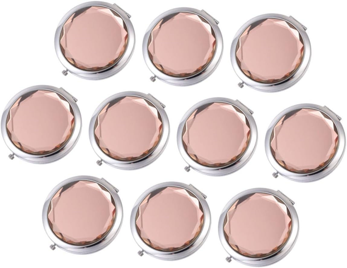 10pcs Double-Sided Portable Makeup Mirror Compact Elegant Design for Travel Purse and Everyday Use for Women and Girls Color