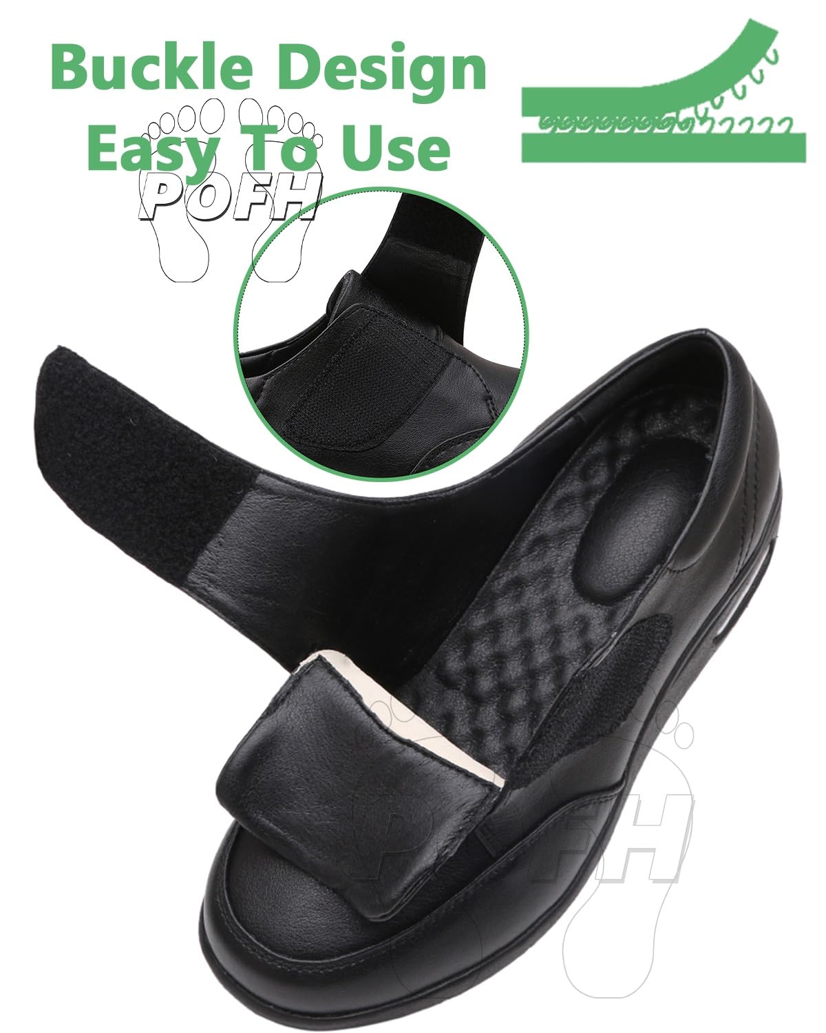 Zapatos ortopédicos Deportivos para Caminar para Mujer Cuero PU Zapato Sport para Hombre Piel Sintética Transpirable y Antiarrugas Zapatos para diabéticos