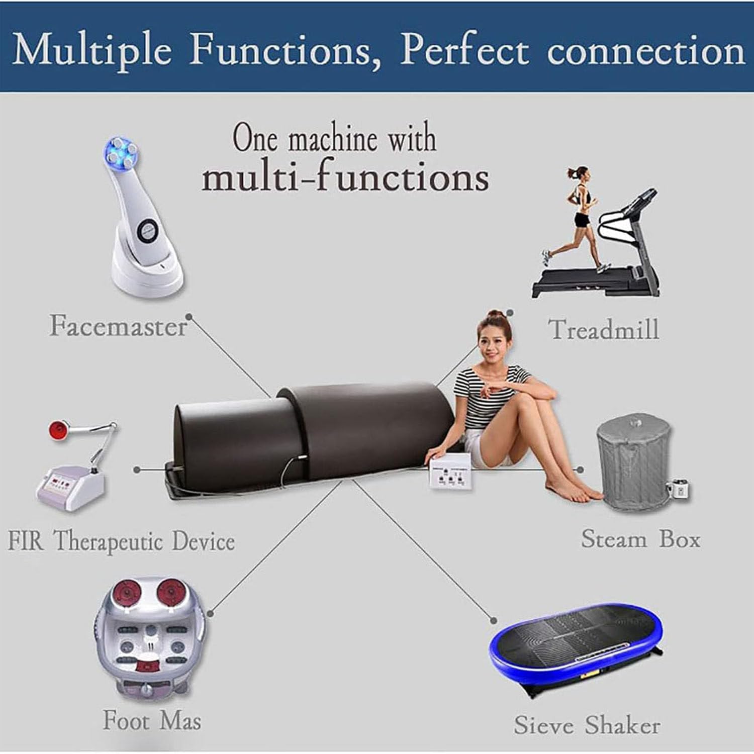 Manta Vapor para Sauna Doméstica, Sauna Profesional Moldeadora Corporal con Controlador 3 Zonas Y Control Remoto, Cápsula Sauna Personal con Cobertura Completa 360 ​​Grados Y Almohada,Brown