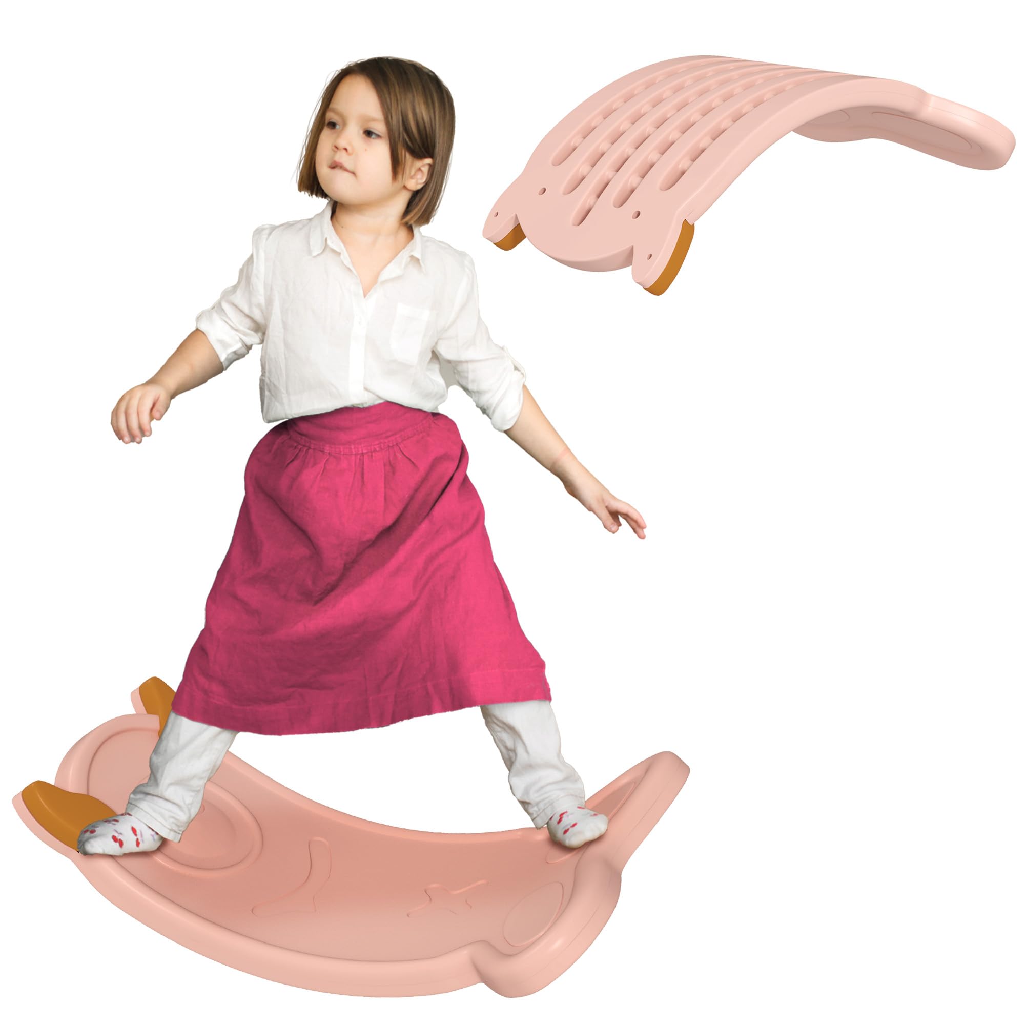 AIYAPLAY Tabla equilibrio niños Wobble Board niño pequeño curva Rosa