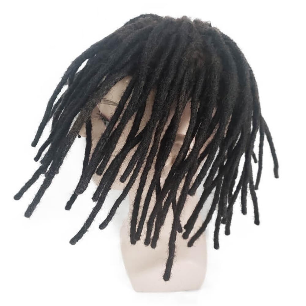 Mężczyźni Dredy podwójne węzły skóra afro peruka męska włosy ludzkie locs warkocze męskie Fryzura(2,6x8)