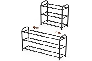 3-Tier Expandable Shoe Rack, Adjustable Shoe Shelf Storage Organizer for Closet