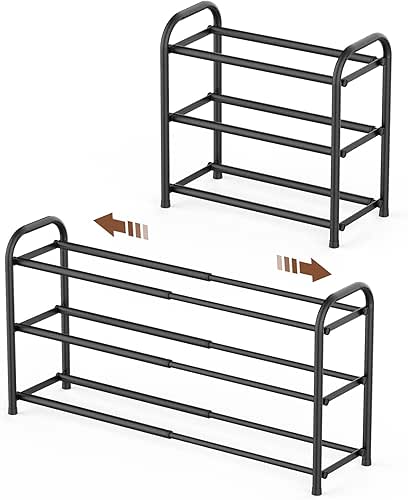 Gonfoam 3-Tier Expandable Shoe Rack,Adjustable Shoe Shelf Storage Organizer Heavy