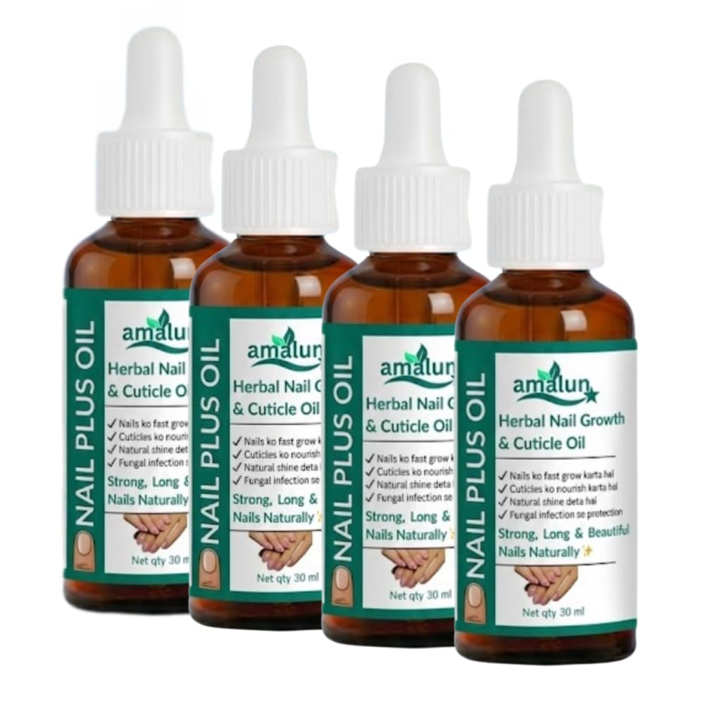 Nail Plus Oil | Herbal Nail Growth & Cuticle Oil | Strengthens Weak & Brittle Nails | Nourishes Cuticles | Helps Repair Damaged Nails | Natural Nail Care Oil for Men & Women | 30 ml (Pack of 4)