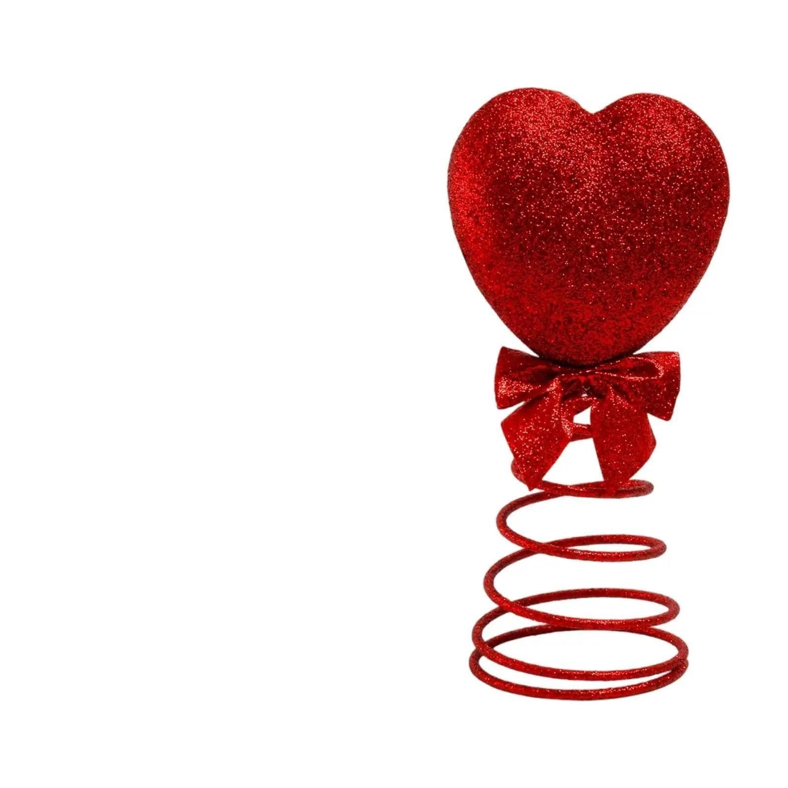 Punta de árbol de Navidad Adorno de árbol San Valentín con corazón Rojo