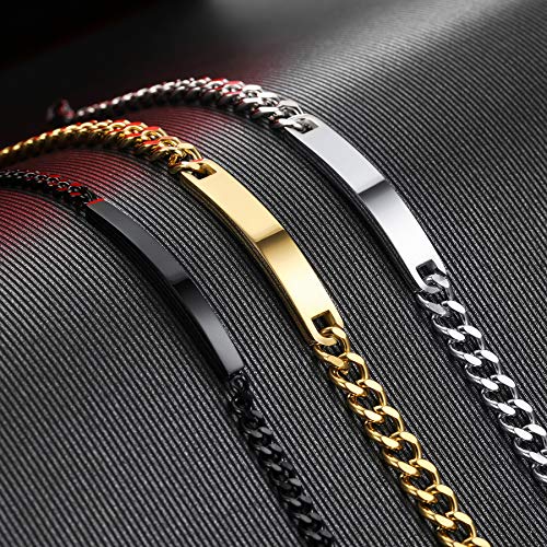 MeMeDIY Personalized Couple Bracelets Set Custom Engraving Name/Date for Men Women Boyfriend Girlfriend Stainless Steel Adjustable Ankle Curb Link Love Relationship Valentine's Gift2