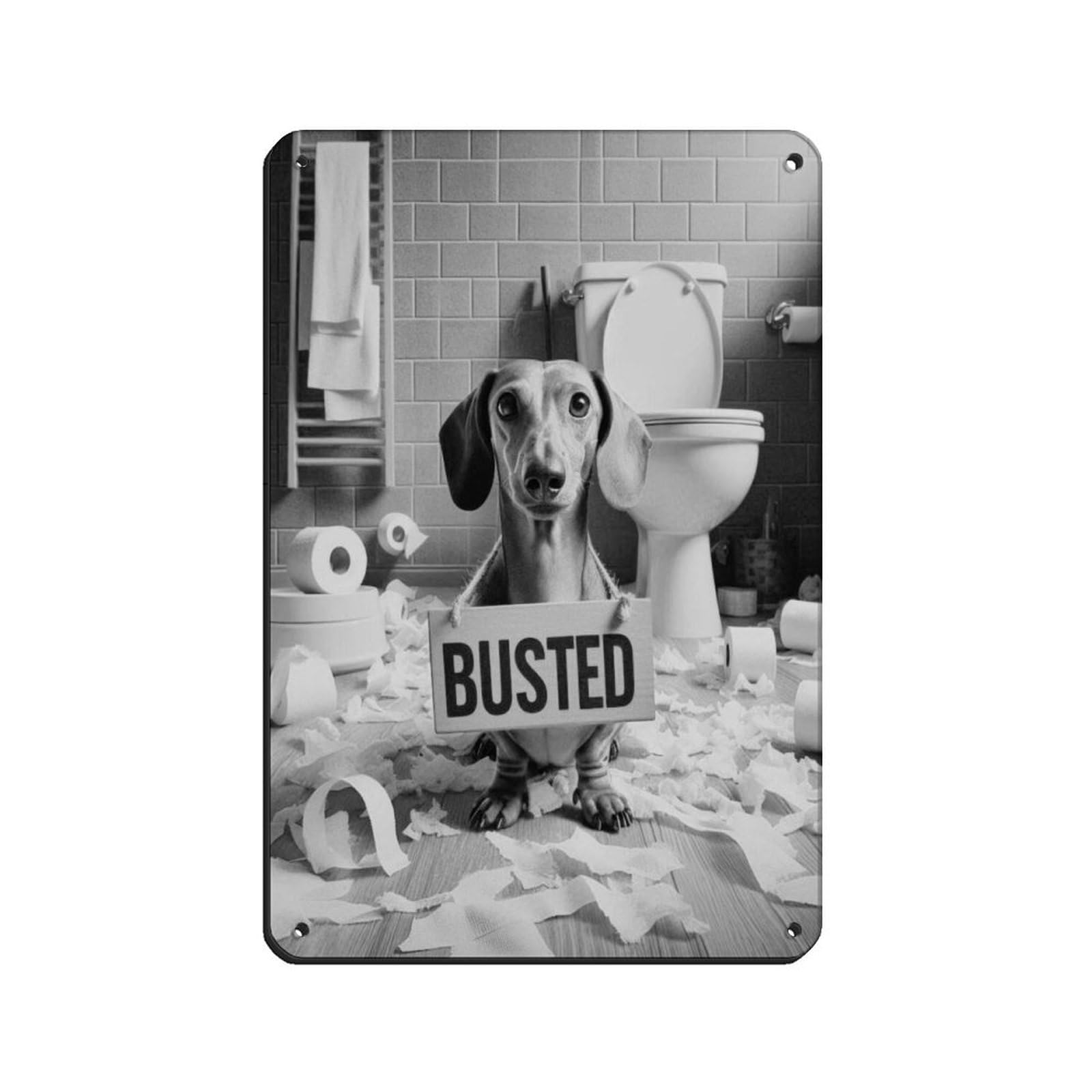 Bad Dachshund Bathroom Art (2) Tin Sign Vintage Metal Pub Club Cafe Bar Home Wall Art Decoration Poster Retro 8x12inch(20x30cm)