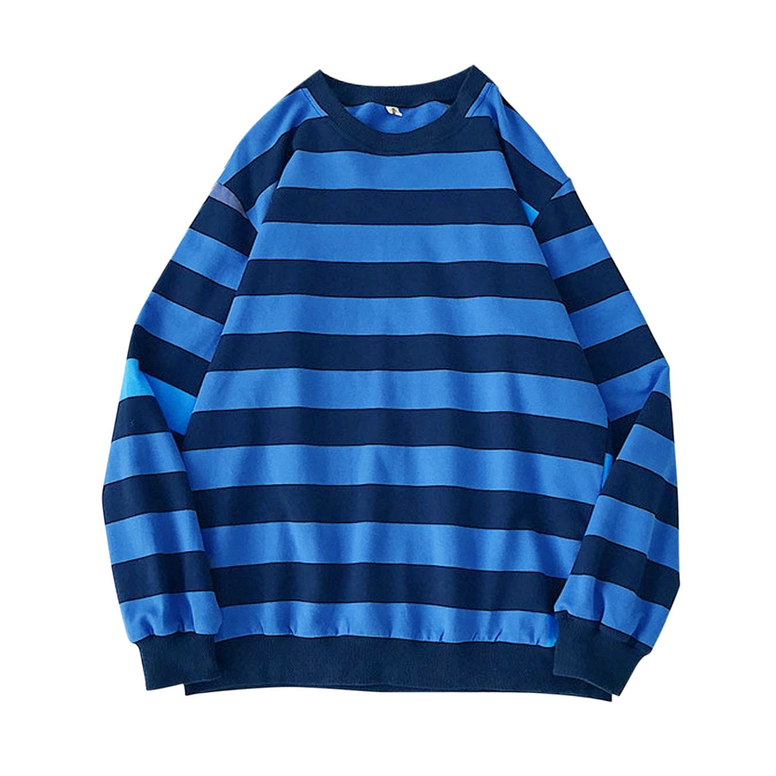 IQYU Kleurrijke trui gestreepte sweater dames oversized zonder capuchon hoodie tieners jongens meisjes gebreide trui heren oversized wintertrui vintage grunge sweater gestreept shirt met lange mouwen