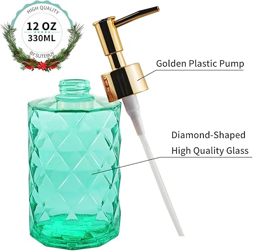 Miniatura 6 de Dispensador de jabón verde para baño, dispensador de jabón líquido de manos verde esmeralda recargable con bomba de plástico ABS para baño, jabón de