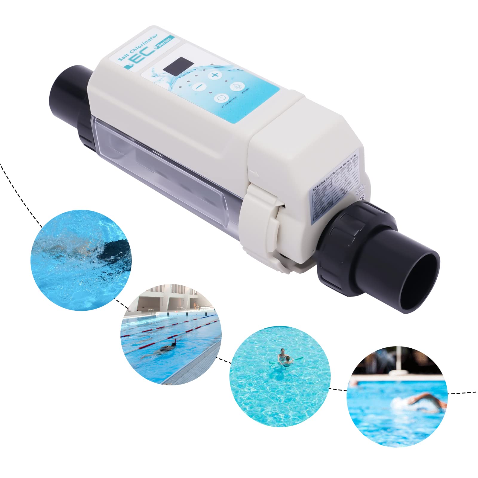 Sistema di elettrolisi sale per piscina - Clorinatore universale fino a 50 m³/13209 galloni, produzione di cloro 8 g/h, installazione rapida, design in plastica durevole