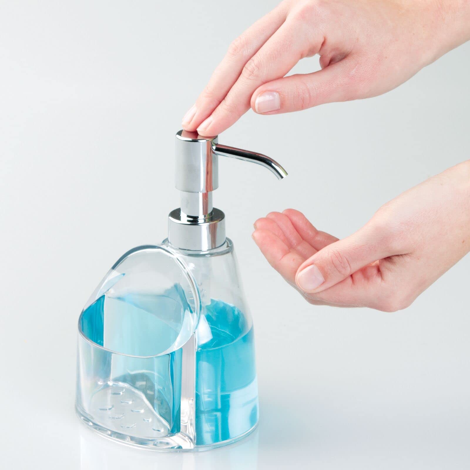 Dispensador de bomba de jabón de plástico para jabón líquido de manos o platos, botella contenedor con compartimento para fregadero de cocina, soporte para esponja de lavado de platos o 4