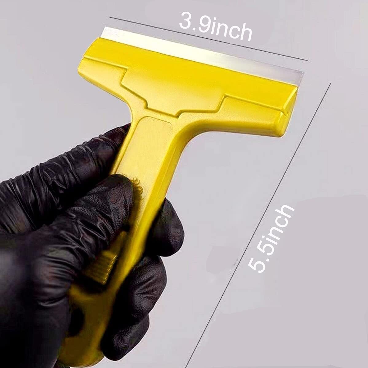 2pack Razor Blade Scraper, Industry Glass Window Scraper, Heavy Duty Cleaning Scraping Hand Tool with 20pcs Blades for Putty Residue Stains Paints Glue Mud Wallpaper Removing Remover Cleaner (Yellow)