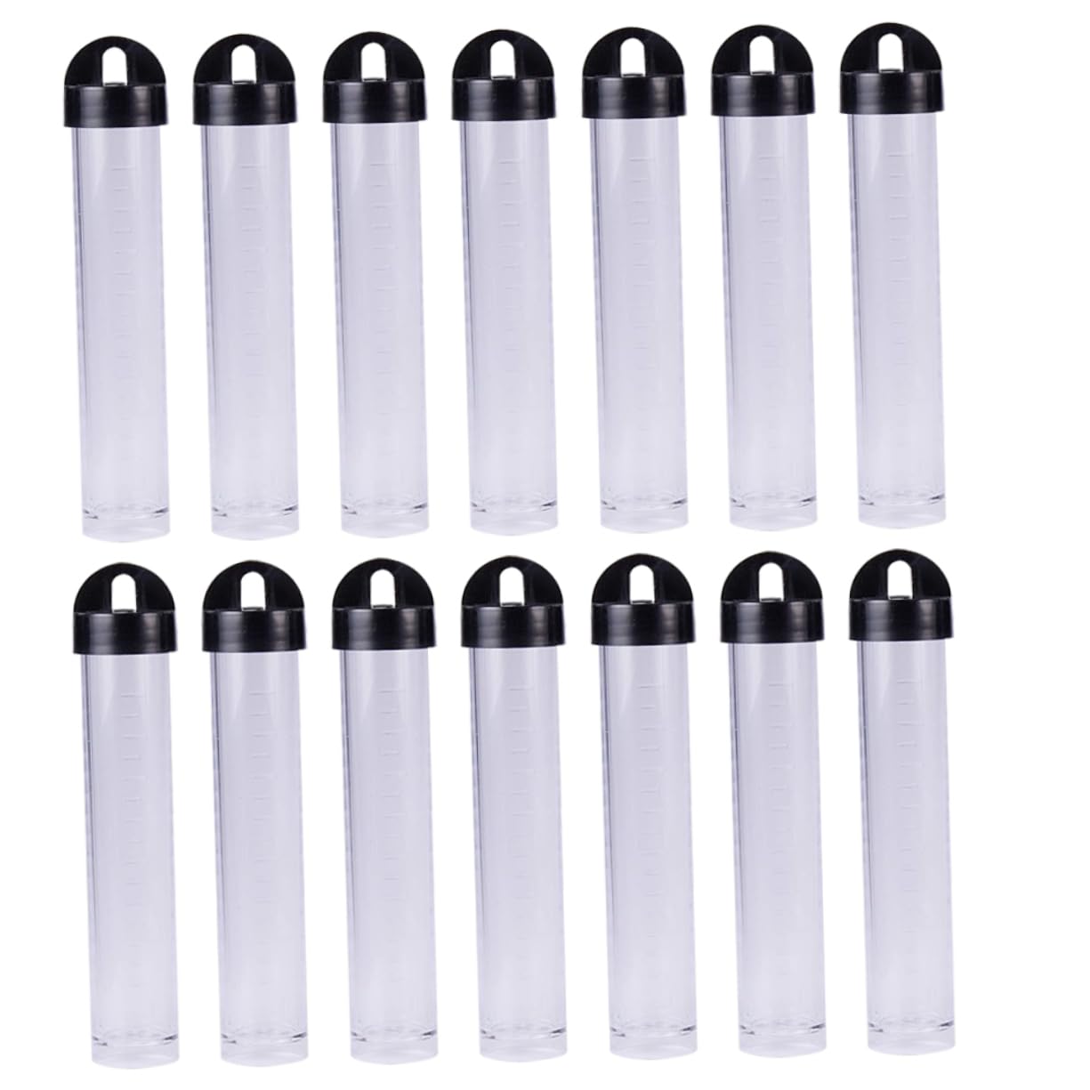 KALLORY Bead Storage Tubes with Black Cap Lids 30 Pcs Plastic Jars Liquid Container Small Storage Bottles Jewelry Organizer
