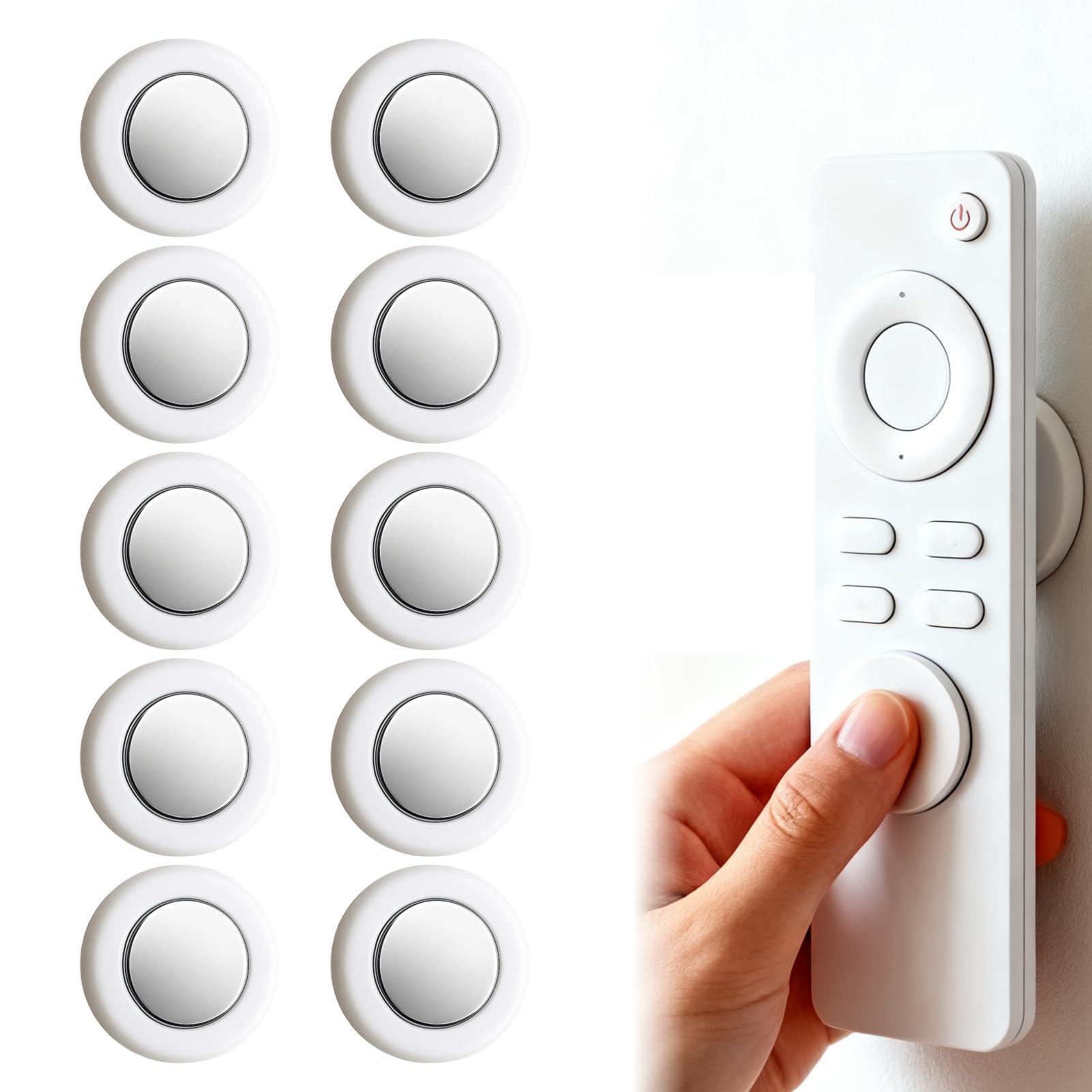 10 Pack Magnetic Remote Control Holder Wall Mount, Super Strong Magnetic Organizer Storage Stand for TV, Air Conditioner and Appliance Remotes, Self-Adhesive No Drilling, Sleek Space-Saving Design