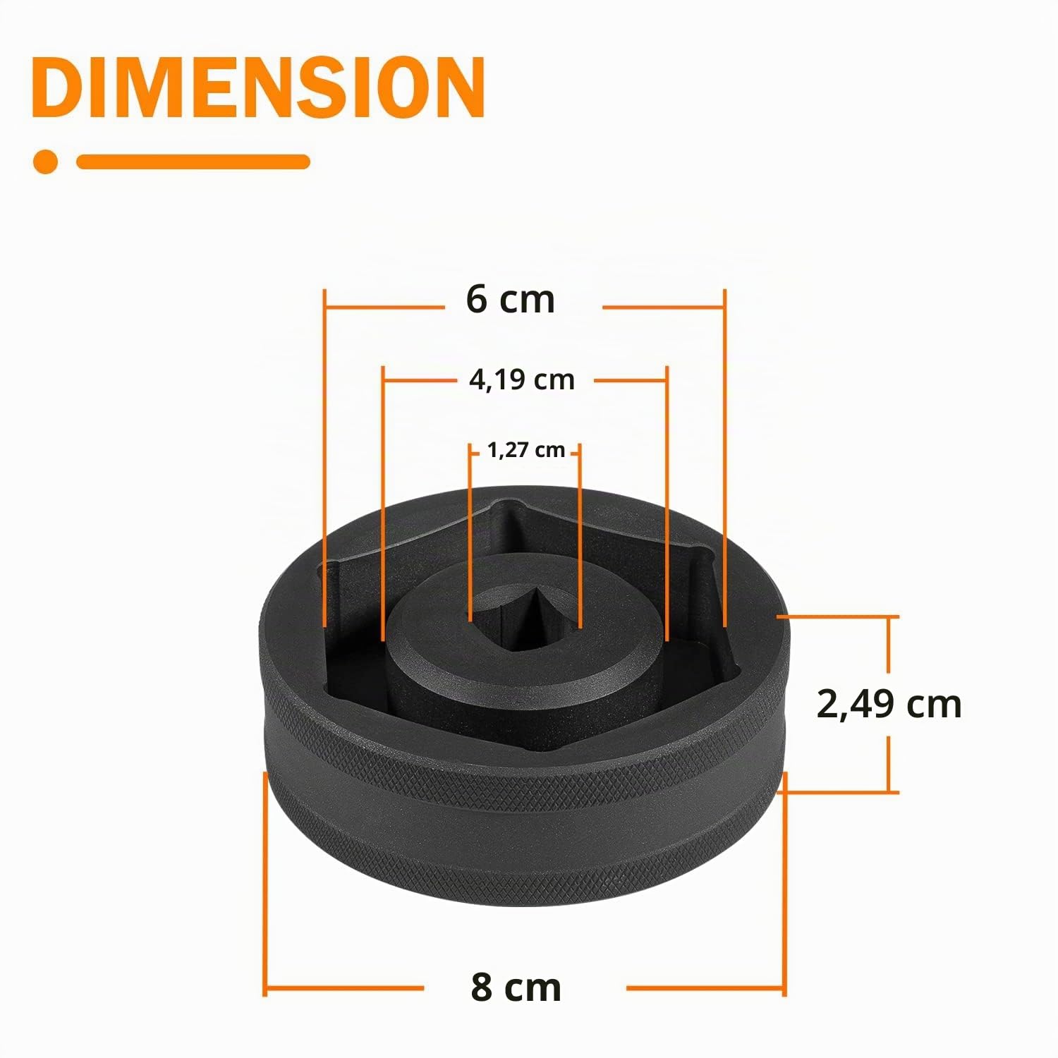 Clé à douille pour écrou de roue arrière 8025 pour roue arrière KTM 1290 Super Duke, ajustement peu profond à six pans creux de 60 mm; Prise 1/2" D.