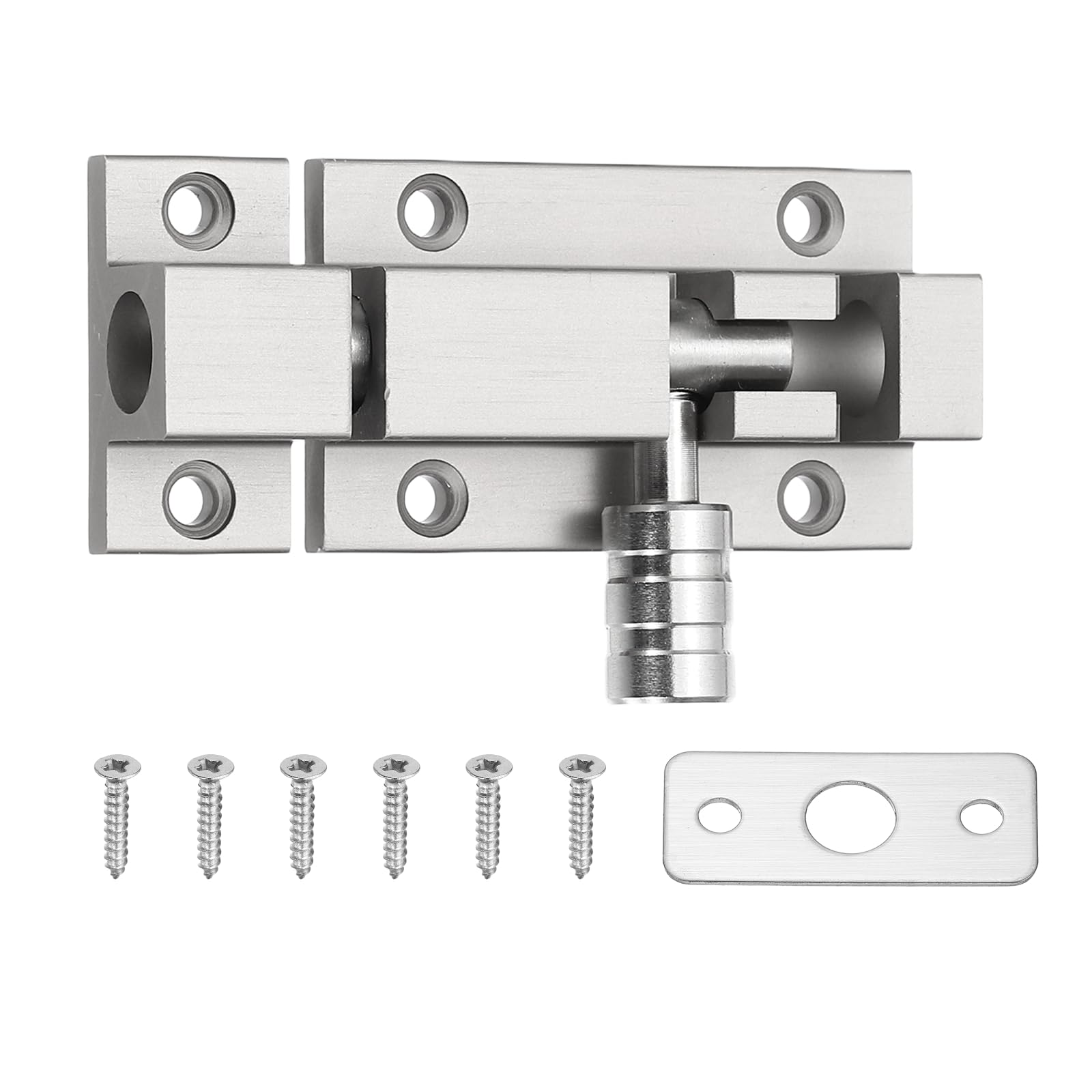 PATIKIL Door Lock Bolt 2"(Gray), Door Latch Slide Bolt Lock Security Sliding Gate Latch with Screws, Suit for Fence/Window/Cabinet/Shed/Barn/Garden