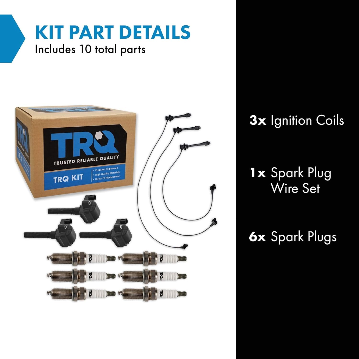 TRQ Ignition Coil and Spark Plug Kit 10 Piece Iridium Spark Plugs Compatible with 1996-2001 Lexus ES300 1996-1999 Toyota Avalon 1996-2001 Camry 1998-2000 Sienna 1999-2003 Solara