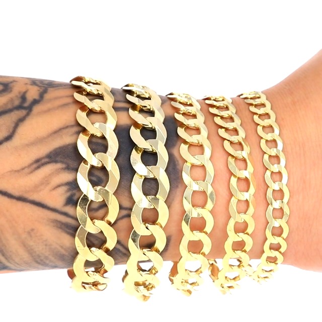 Amazon.com: Nuragold 10k Real Yellow Gold Solid Cuban Curb Link