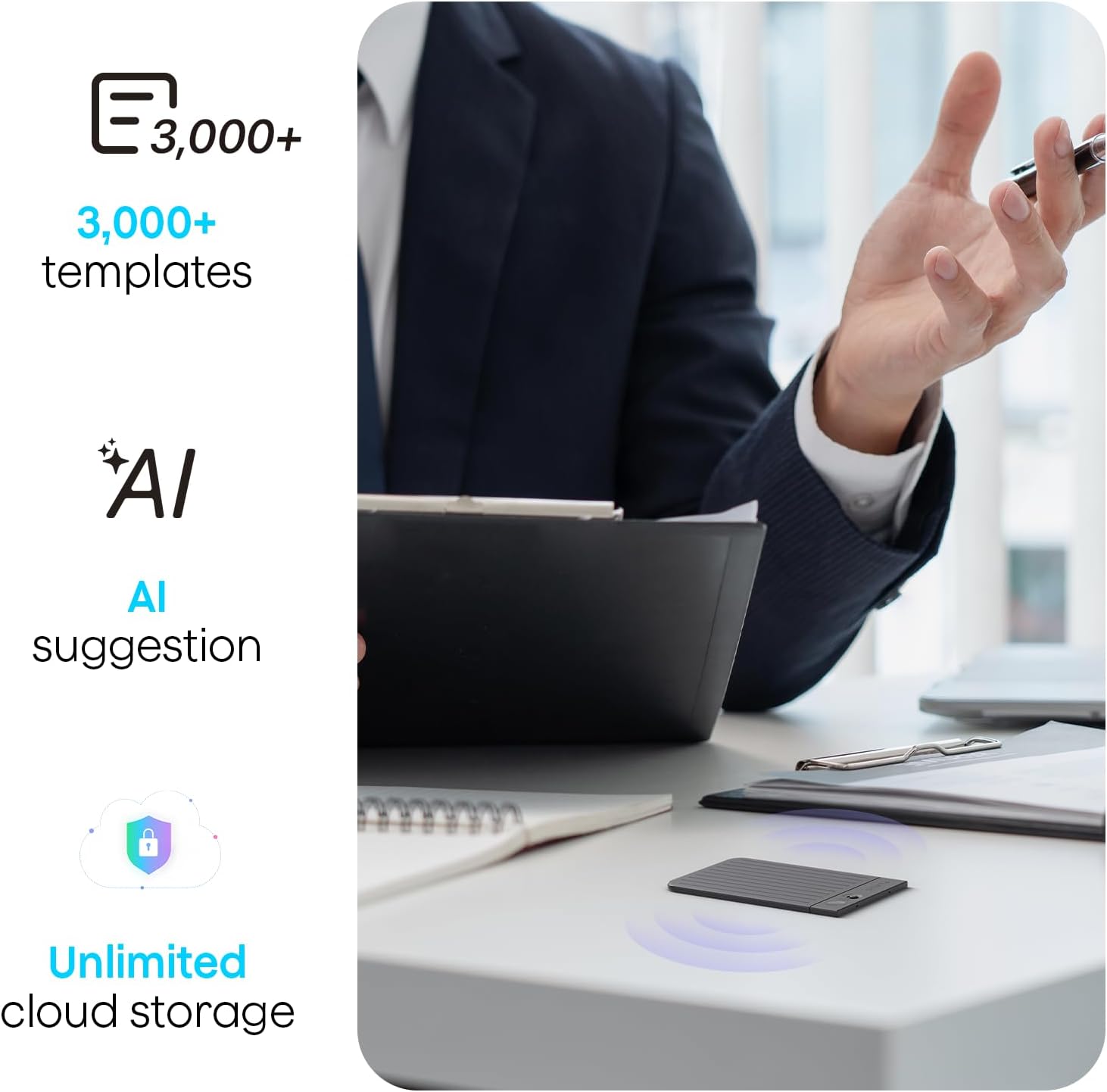 Plaud Note AI Voice Recorder Black with Black Case, App Control, AI Transcribe & Summarize, Support 112 Languages, 64GB Memory, Audio Recorder for Lectures, Meetings, Calls, Non-Pro Version