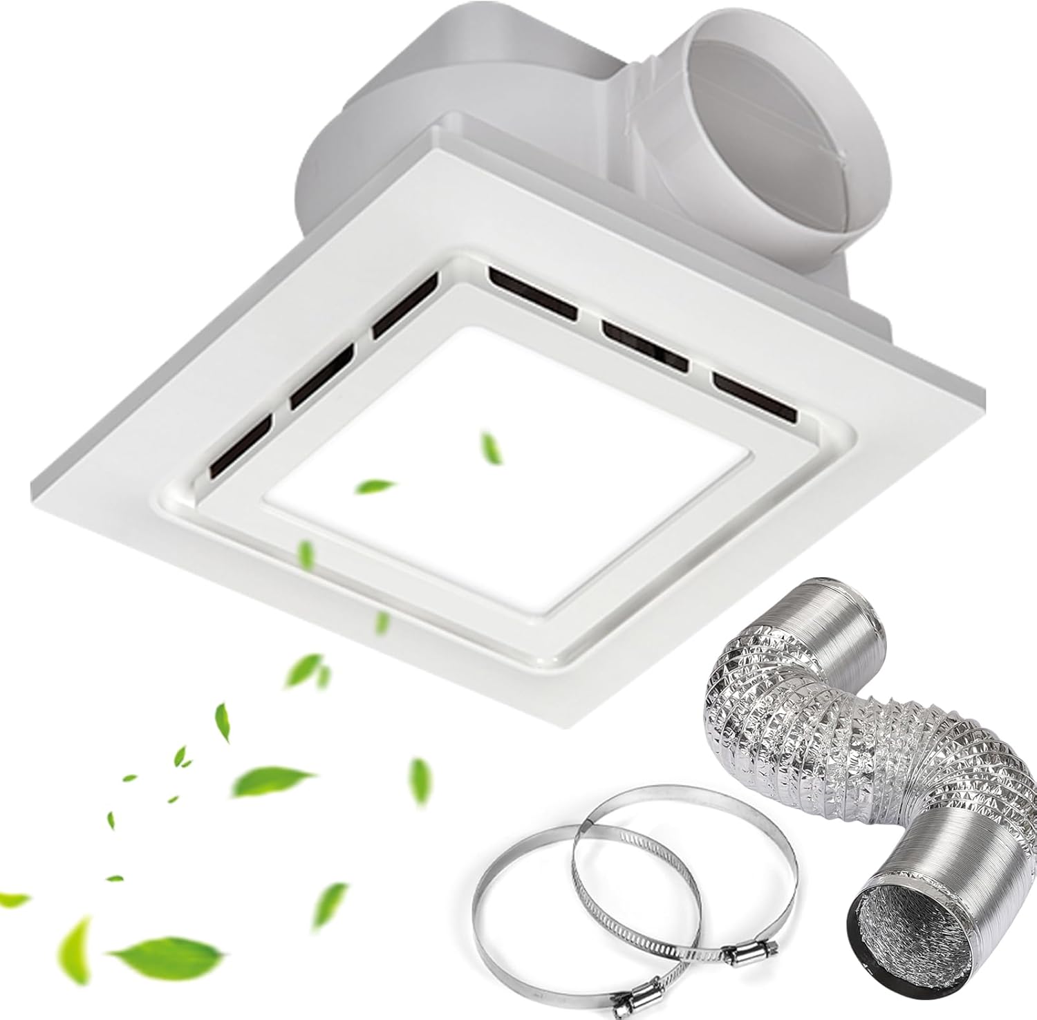 12" Exhaust Fan with Light,144 CFM Silent Exhaust Fan with 6500K 12W LED Light,Bathroom Ventilation Fan with Lights for Bathroom, Office, Hotel