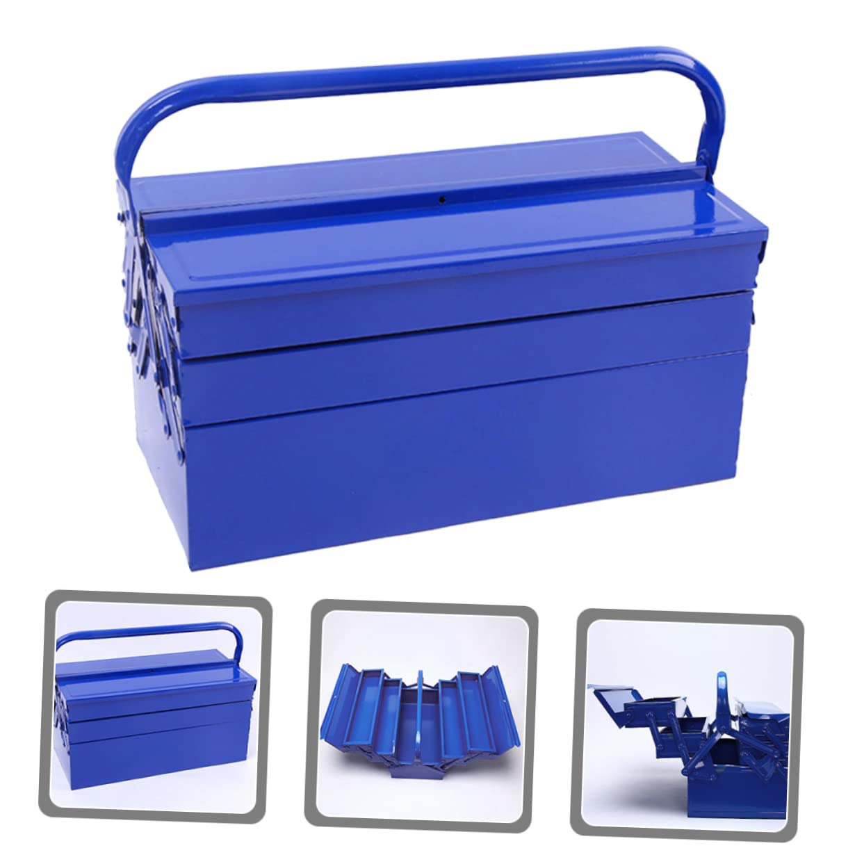 Boîte à Outils en Fer Bleue, Grosse Capacité, Portable pour Rangement