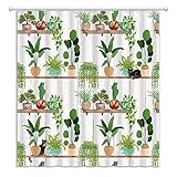 UEAUUN Greenhouse Shower Curtain Cactus Tropical Green Plant Spring Modern Potted Succulent Flower G