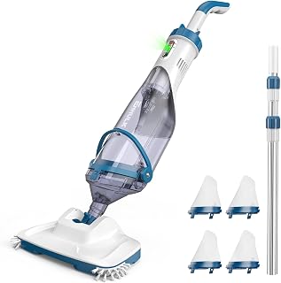 Enhulk Cordless Pool Vacuum for Above Ground & Inground Pools - 13.4" Wide Head, 18.5 GPM Suction, 60 Min Runtime, Telescopic Pole (Blue)
