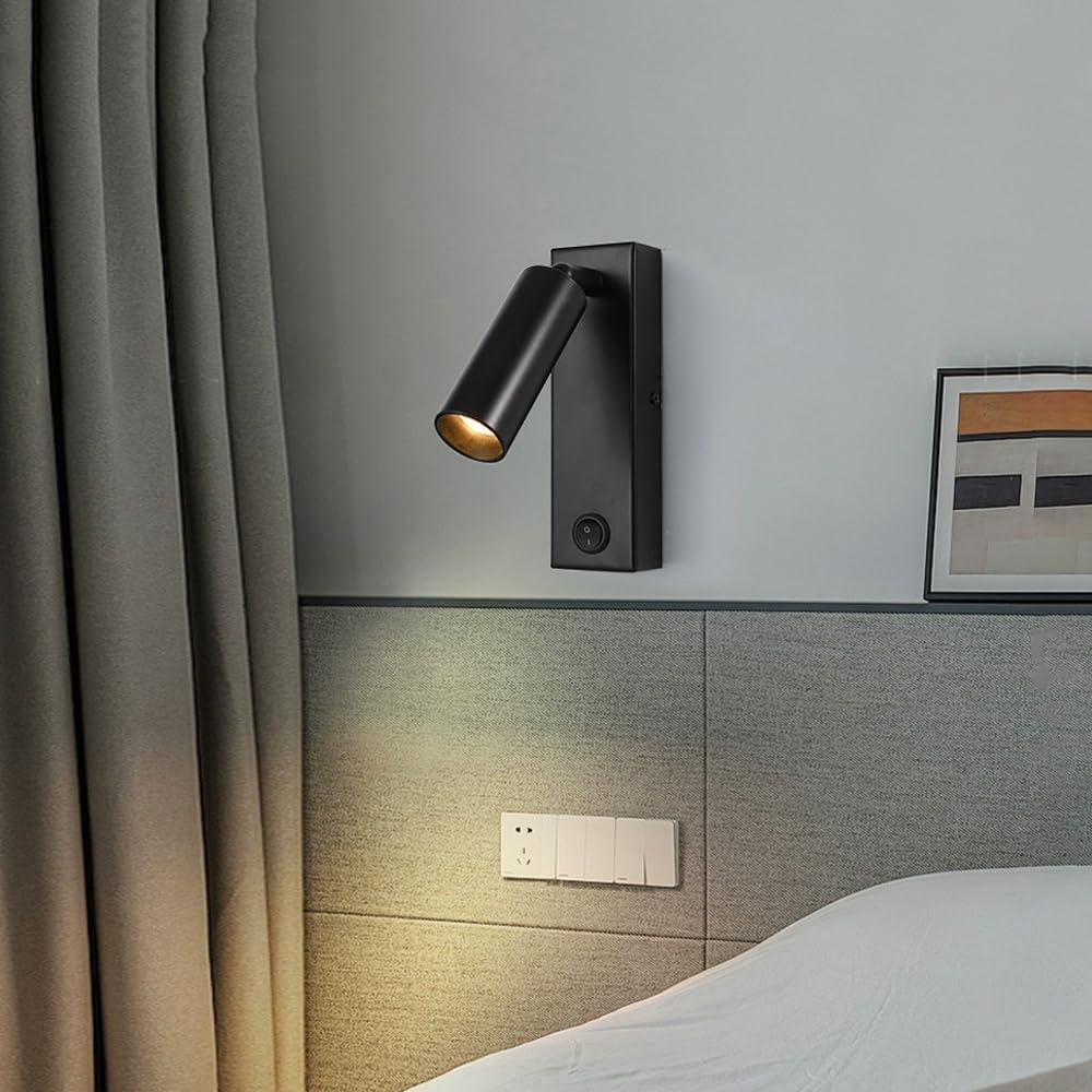 Headboard Wall Mount Reading Light 3W LED Adjustable Picture Spotlight Indoor Accent Lighting Lamp, Wall Sconces with Push Button Switch, Wall Lgihts for Bedroom Hotel Living Room Study Room