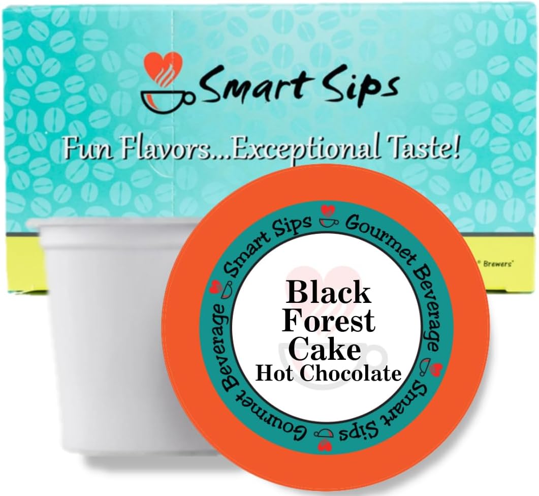 Smart Sips, Black Forest Cake Hot Chocolate | Gourmet Hot Chocolate Pods | For Keurig K-cup Brewing Machines | 24 Count | Rich & Flavorful