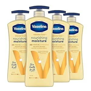 Vaseline Intensive Care Body Lotion Nourishing Moisture 4 Count for Dry Skin, with Ultra-Hydrating Lipids + Pure Oat Extract 20.3 oz