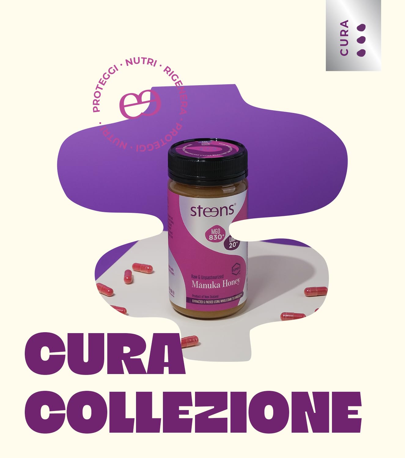 Steens Miele di Manuka - MGO 830+ - Puro Miele Manuka grezzo 100% certificato UMF 20+ - Invasettato e sigillato in Nuova Zelanda - Manuka Honey - 500 g