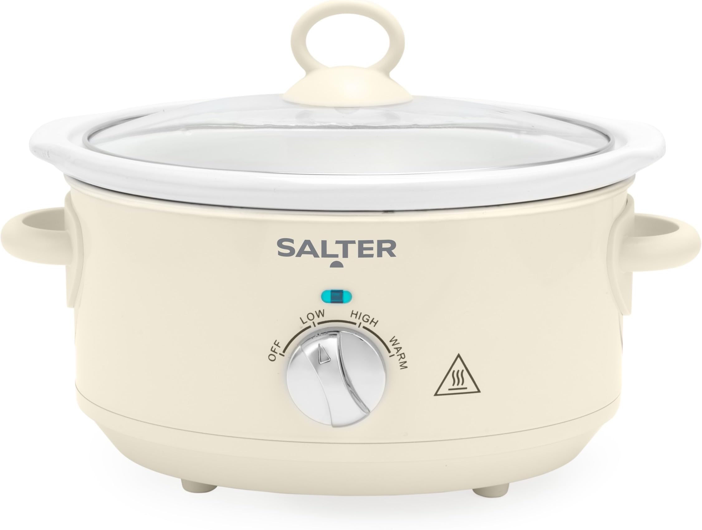 Salter Retro Cream 3.5L Slow Cooker – 3 Heat Settings & Keep Warm, Dishwasher Safe Ceramic Pot, Tempered Glass Lid, Cool Touch Handles, Family Cooking, Stews, Casseroles, Curries, 200W