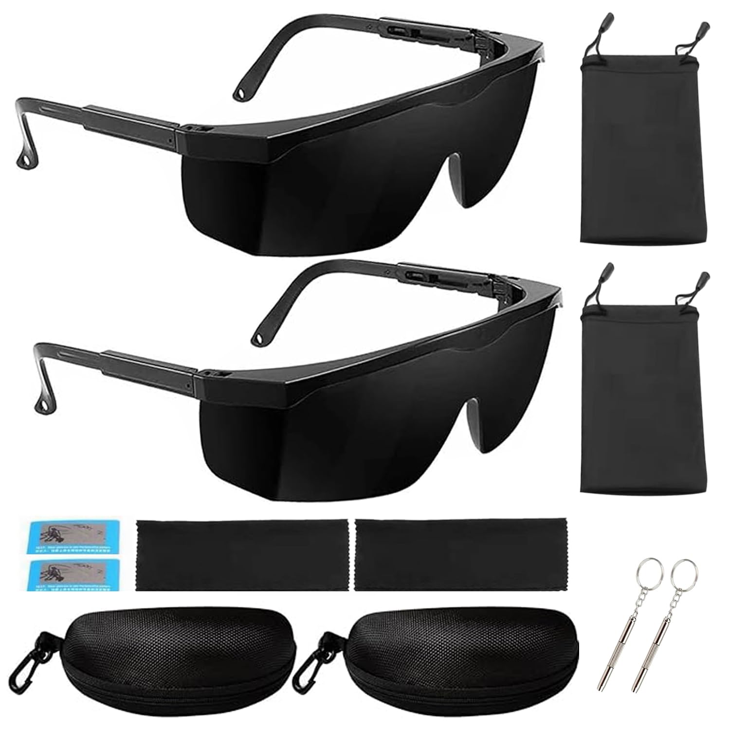 Thapncow Gafas láser de 2 piezas, gafas de seguridad láser IPL 190-2000 nm con estuche rígido, gafas láser profesionales para tratamiento de depilación, operadores de belleza láser