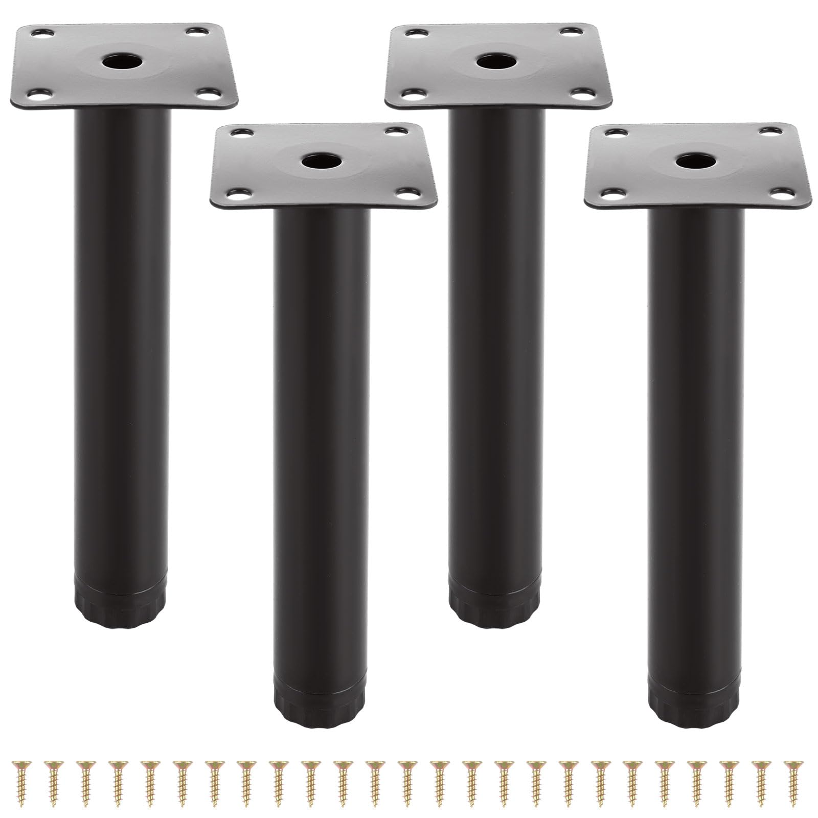 ASelected 15Cm Adjustable Furniture Legs Set of 4, Replacement Metal Support Leg Retractable Heavy Duty Legs Replacement for Sofa Table Chair Desk Kitchen Cupboard Cabinets Legs Feet (Black)