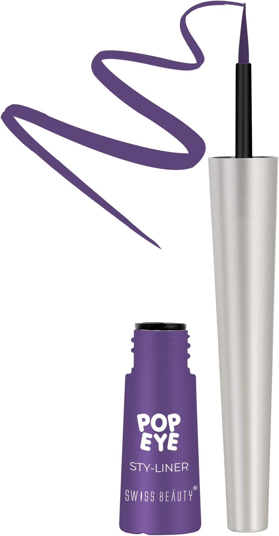 SWISS BEAUTYPop Eyeliner | Waterproof and Long lasting Liquid Eyeliner | Smudge Proof Eye Makeup |Quick Drying |Shade - Plum Purple , 3 ml |