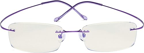 CessBlu Lentes de lectura de titanio para computadora, sin marco, filtro de luz azul